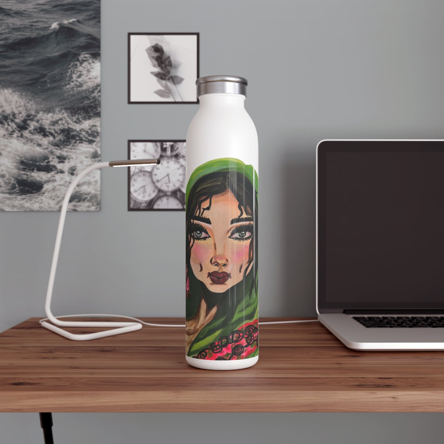 "Sultana"Artwork Slim Water Bottle