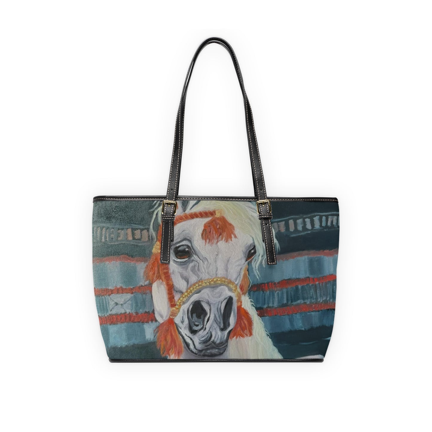 PU Leather Shoulder Bag with "Al-Mahra" Artwork