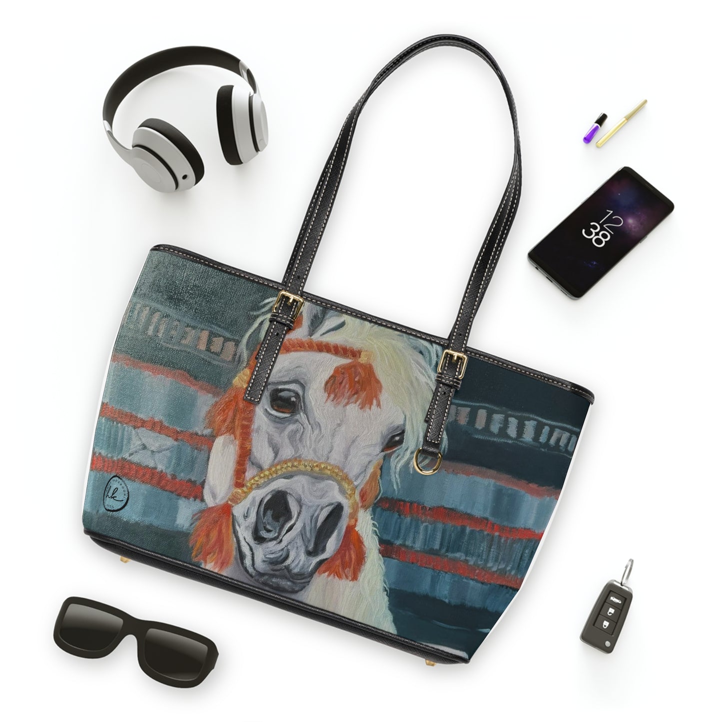PU Leather Shoulder Bag with "Al-Mahra" Artwork