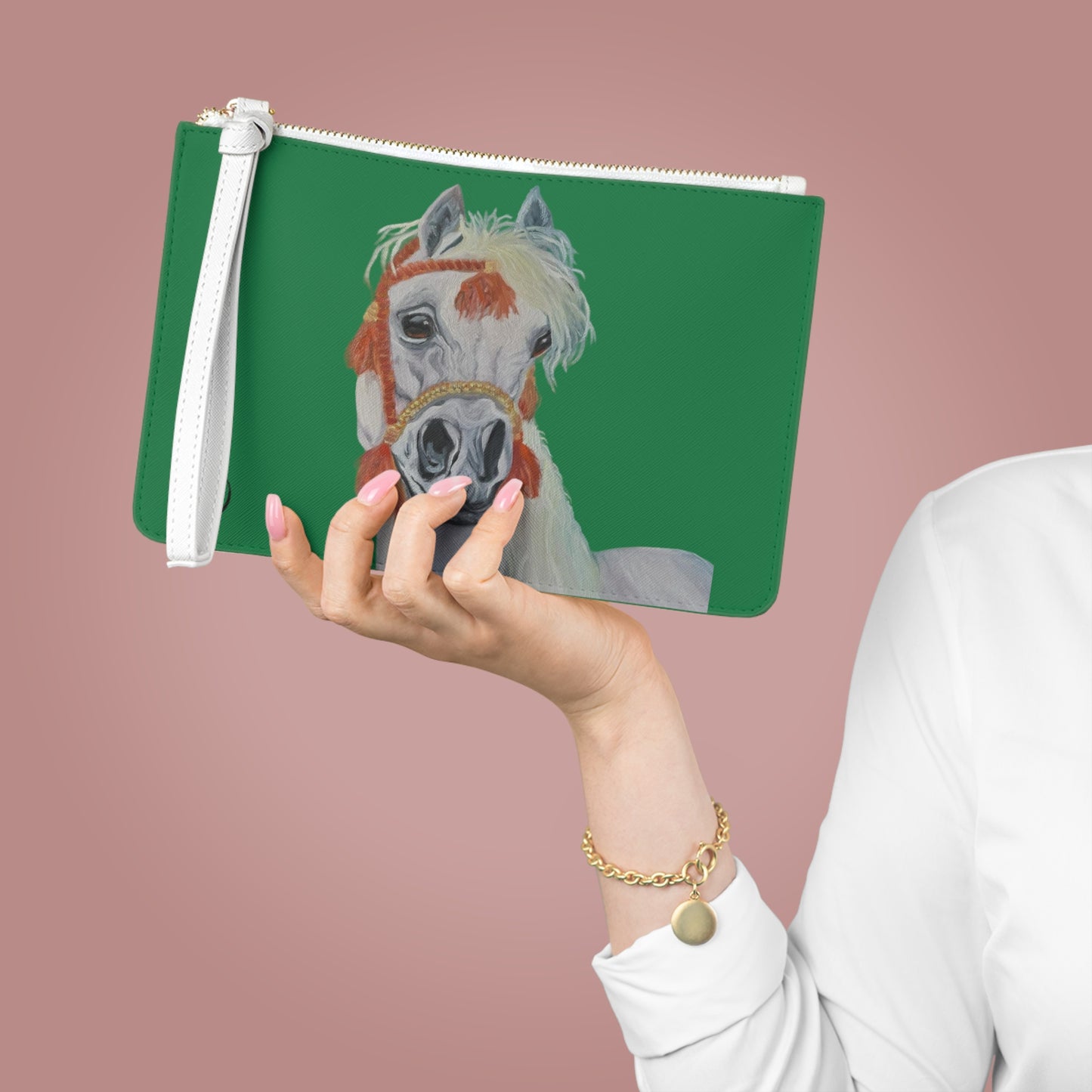 Green Clutch Bag with "Al-Mahra" Artwork