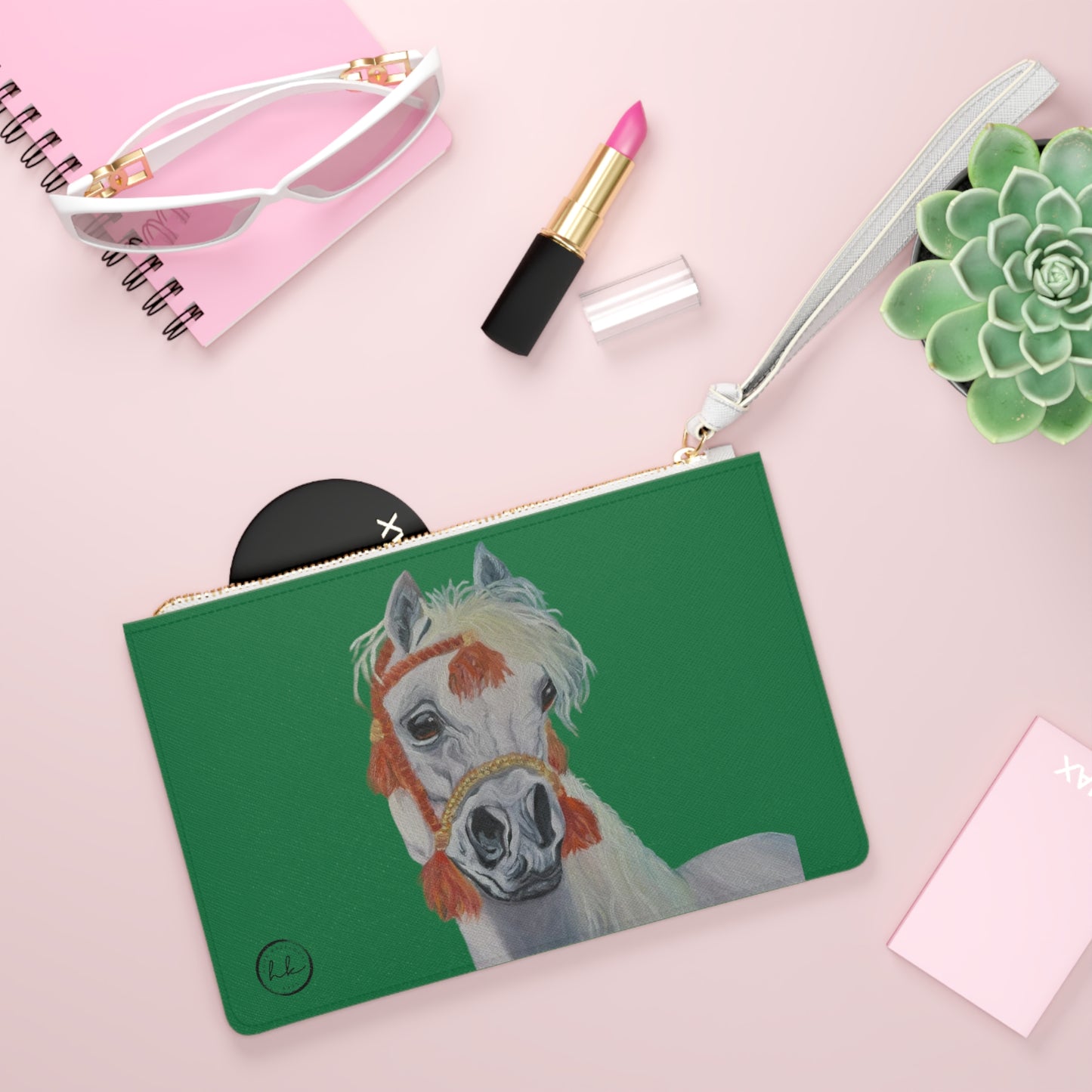 Green Clutch Bag with "Al-Mahra" Artwork