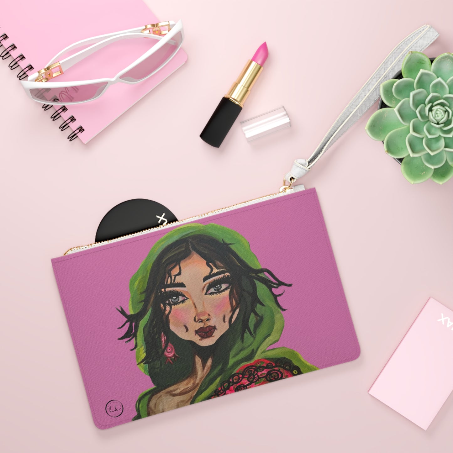 Pink Clutch Bag with "Sultana" Artwork