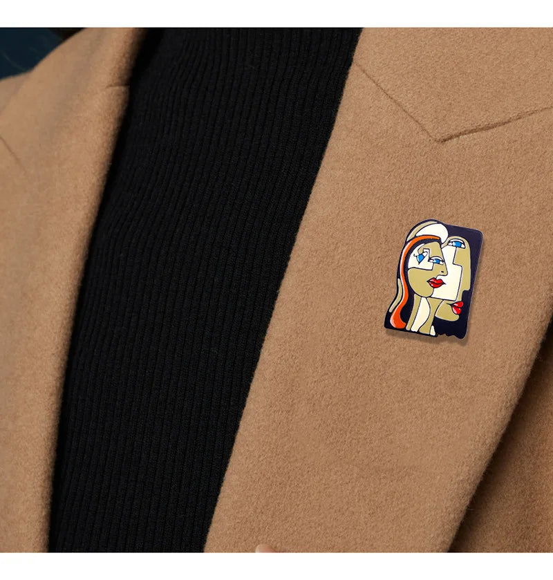 Abstract Face Brooch