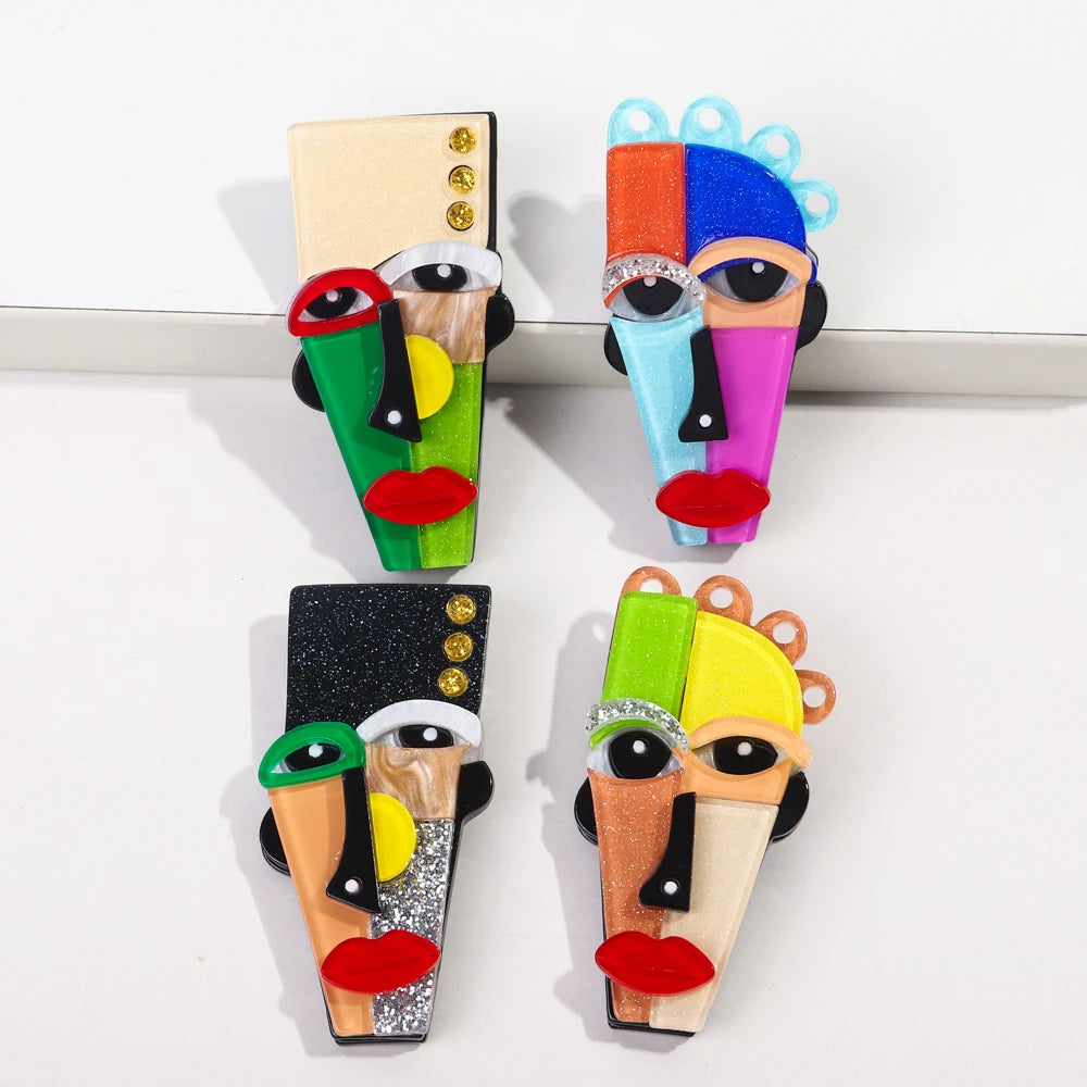 Handmade Abstract Brooches: Acrylic and Resin Art with Alloy Pins