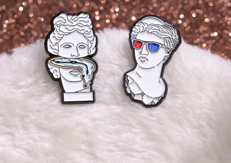 Von Gogh and Michelangelo Plaster Statue Pins