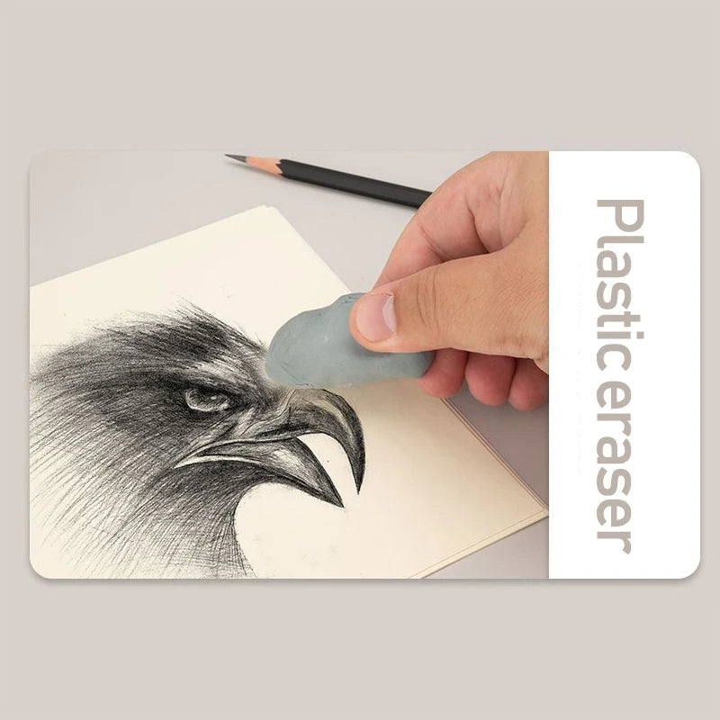Sketching Kit: Pencils, Charcoal, Kneaded Eraser, Pencil Knife, and Portable Pouch
