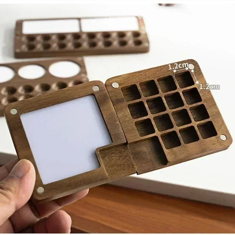 Magnetic Handmade Portable Wooden Box for Watercolor Palette