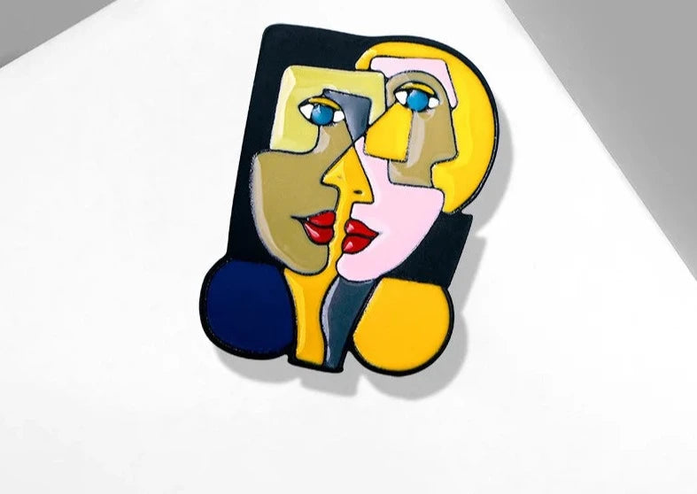 Abstract Face Brooch