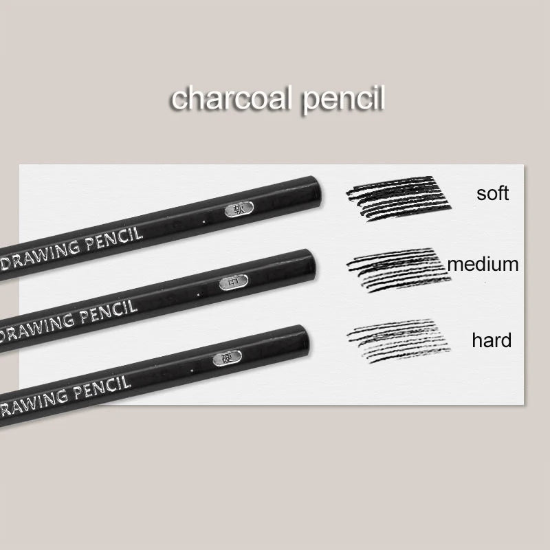 Sketching Kit: Pencils, Charcoal, Kneaded Eraser, Pencil Knife, and Portable Pouch