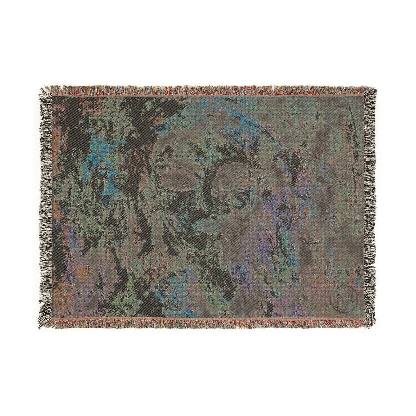 Artistic Portrait Woven Blanket — Abstract Colorful Face Throw