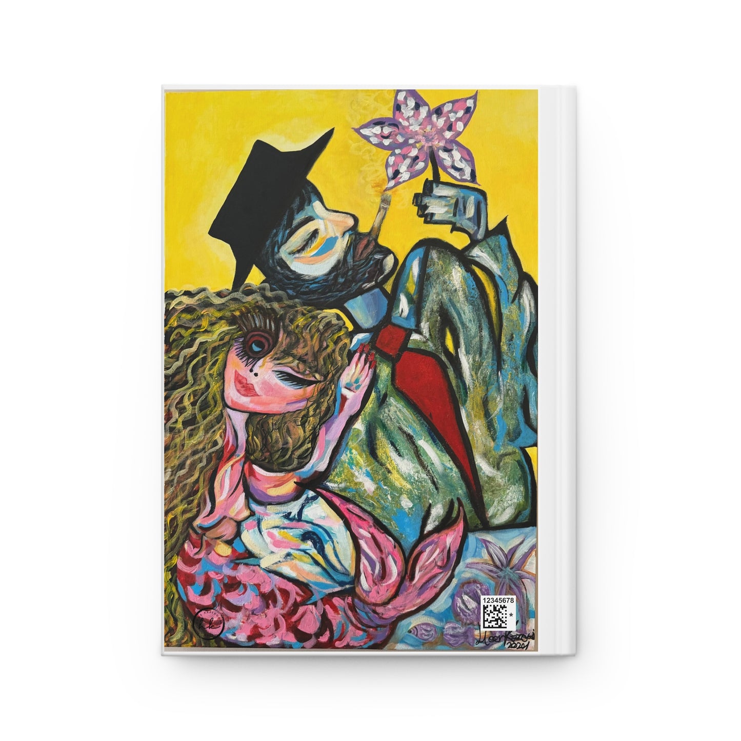 Artistic Mermaid & Man Hardcover Journal — Colorful Figurative Notebook