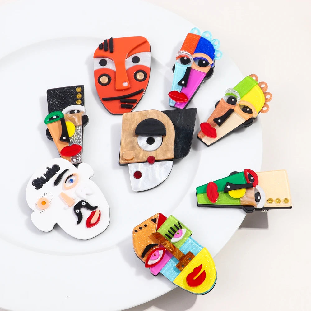 Handmade Abstract Brooches: Acrylic and Resin Art with Alloy Pins