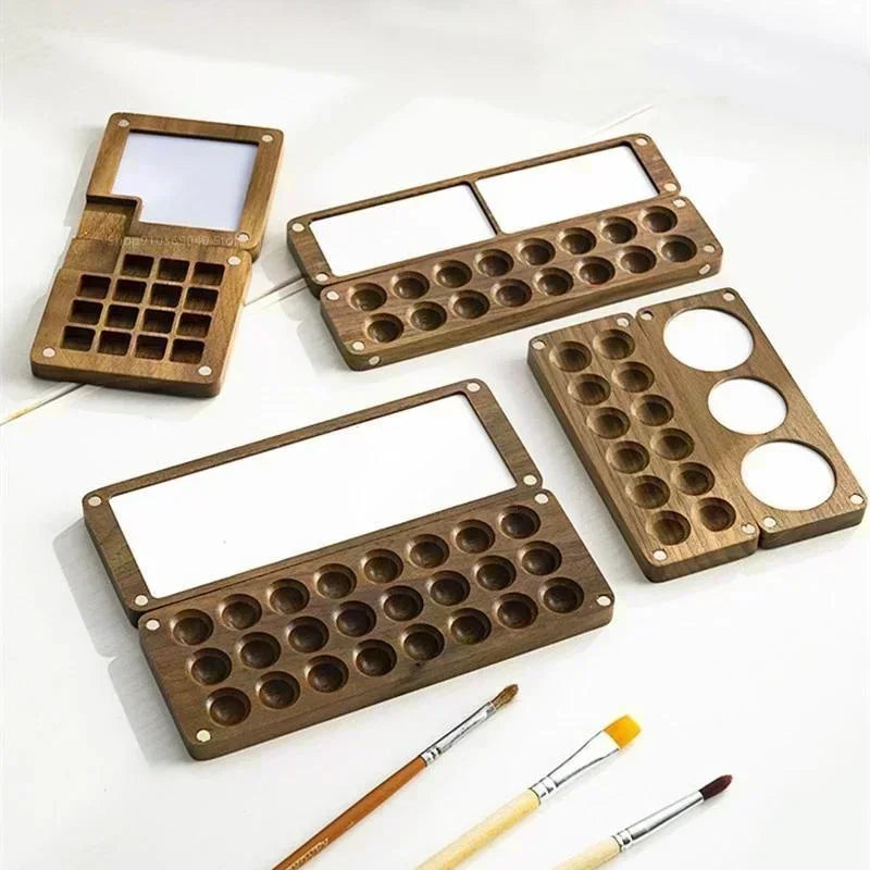 Magnetic Handmade Portable Wooden Box for Watercolor Palette