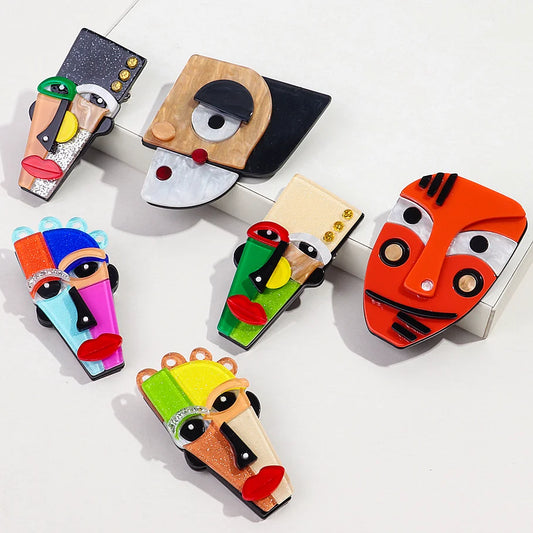 Handmade Abstract Brooches: Acrylic and Resin Art with Alloy Pins