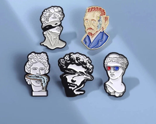 Von Gogh and Michelangelo Plaster Statue Pins